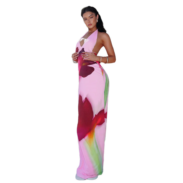 Damen Maxikleid mit floralem Design und tiefem Ausschnitt Drune