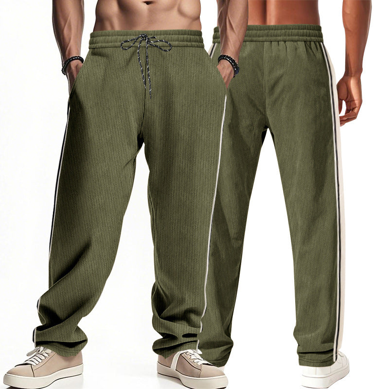 Herren Bequeme Freizeithose mit seitlichen Streifen und elastischem Bund Drune