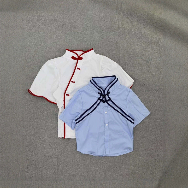 Damen Elegante Chiffon-Bluse mit Stehkragen und Rüschendetails Drune
