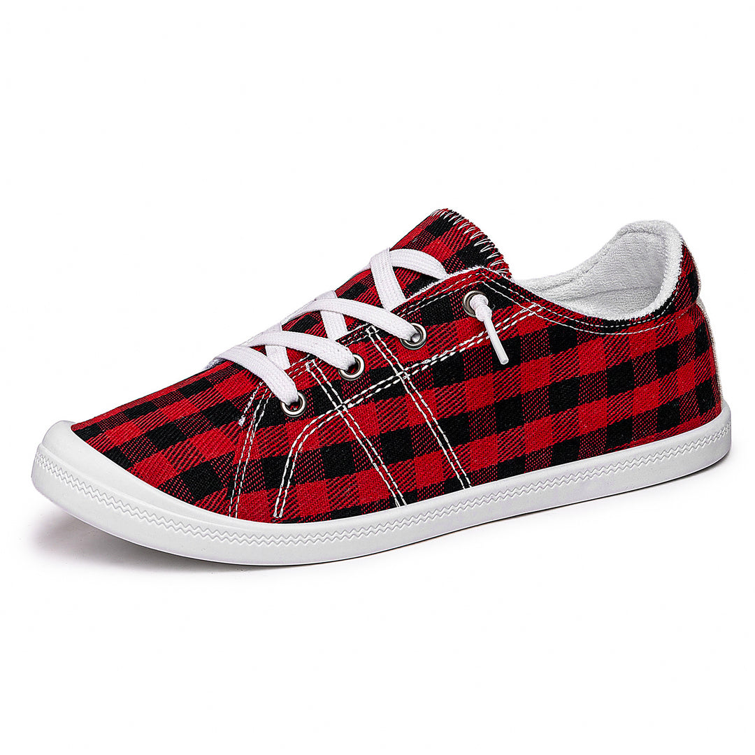 Damen nan klassische Canvas-Sneaker low-top mit verstärkter Gummisohle, Metallösen und gepolstertem Fersenkragen Drune