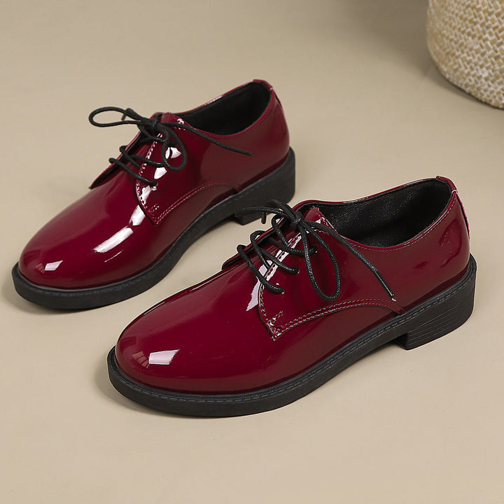 Damen klassische Schnürschuhe mit glänzender Oberfläche Drune