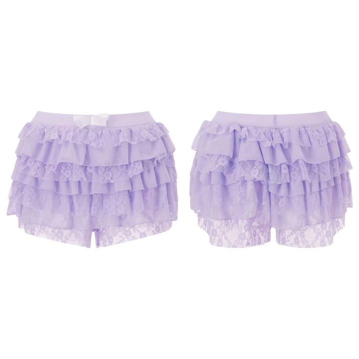 Damen Spitzen-Shorts mit voluminösen Rüschendetails Drune