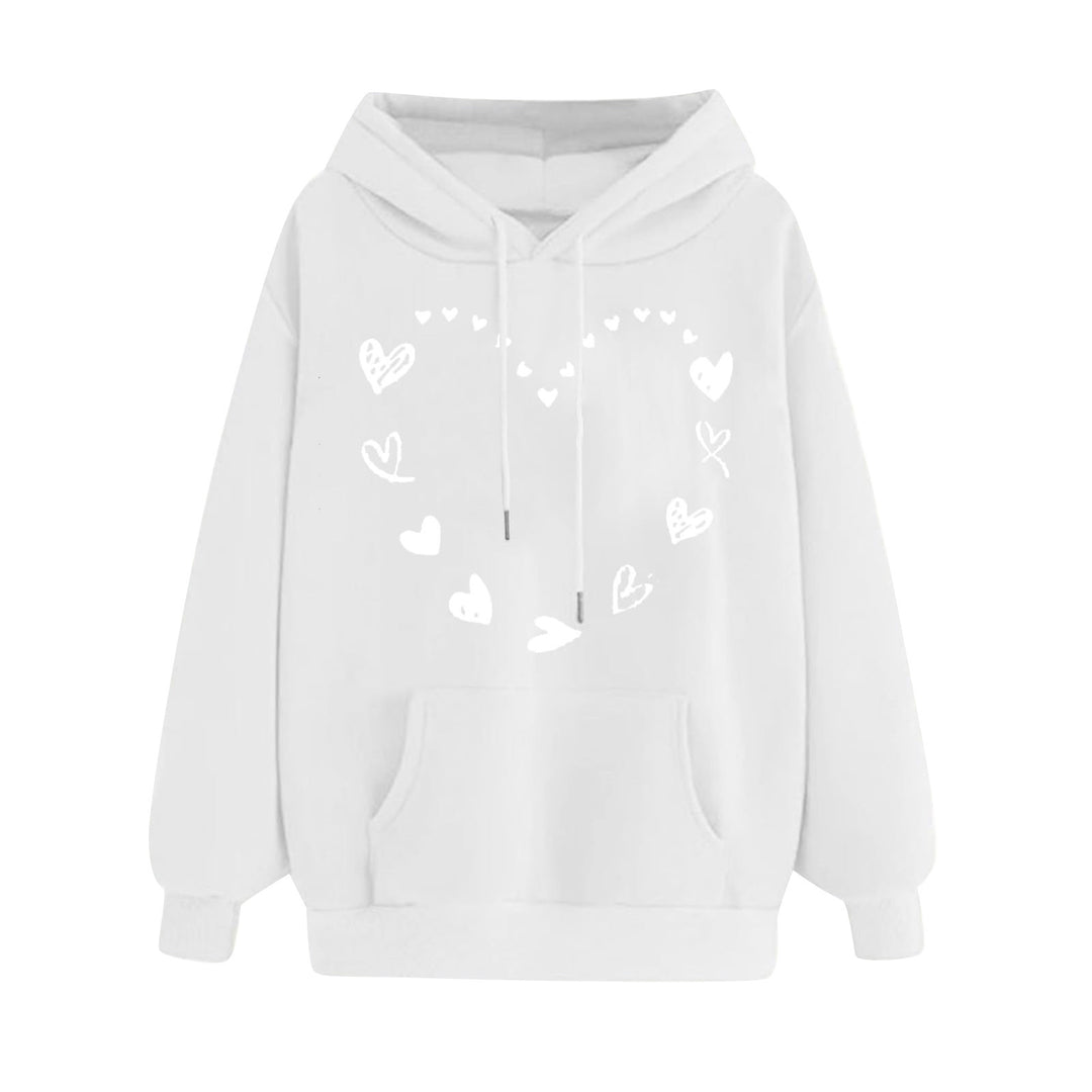 Damen Kapuzensweater mit verspieltem Herzmotiv und bequemer Kängurutasche Drune