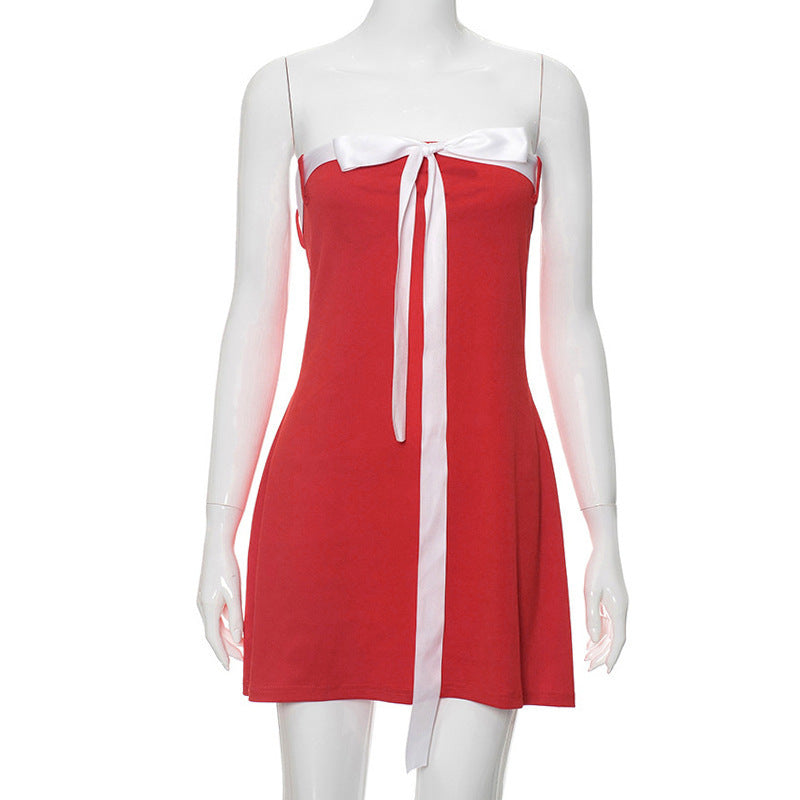 Damen Bandeau-Kleid mit dekorativem Schleifenelement und figurbetontem Schnitt Drune