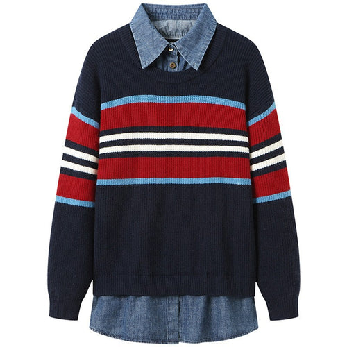 Damen gestreifter Strickpullover mit lässigem Schnitt und angenehmem Tragegefühl Drune
