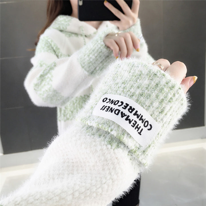 Damen Freizeit Hoodie mit strukturiertem Streifenmuster und Kordelzug Drune