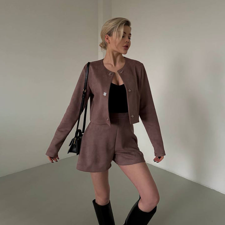 Damen Blazer mit elegantem Schnitt und praktischen Druckknopfdetails Drune