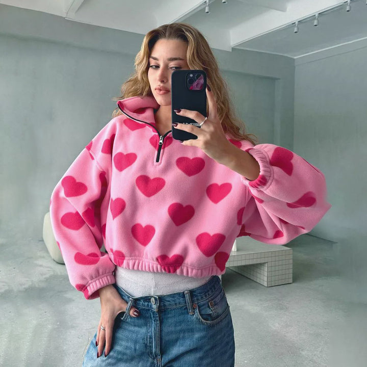 Damen Crop-Pullover mit Wolkenmuster Drune
