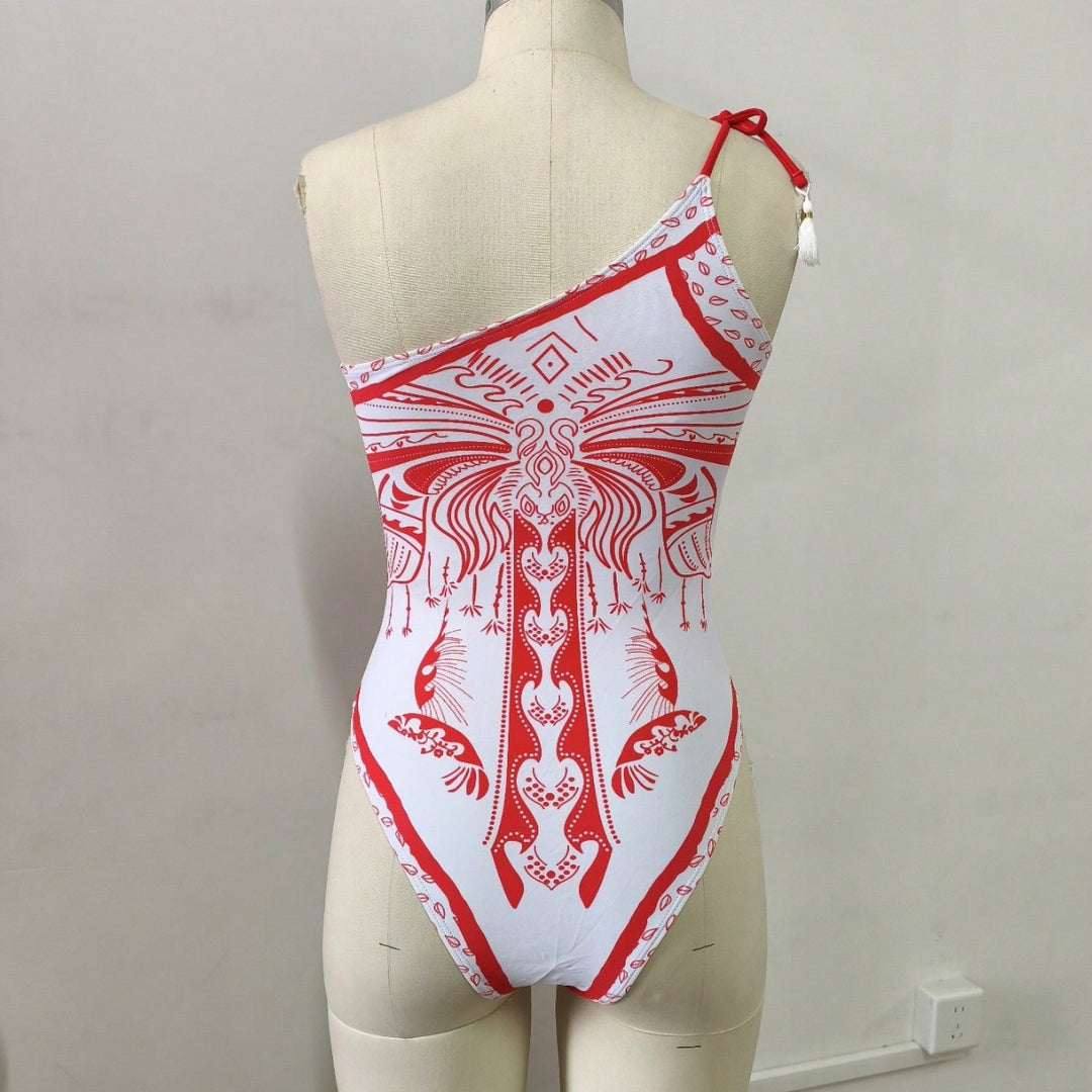 Damen Einseitiger Badeanzug mit verspieltem Design Drune