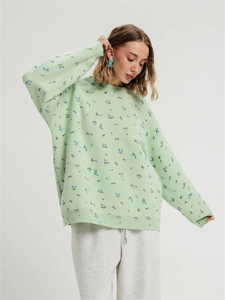 Damen lässiger Sweatpullover mit floralem Design und oversized Schnitt Drune