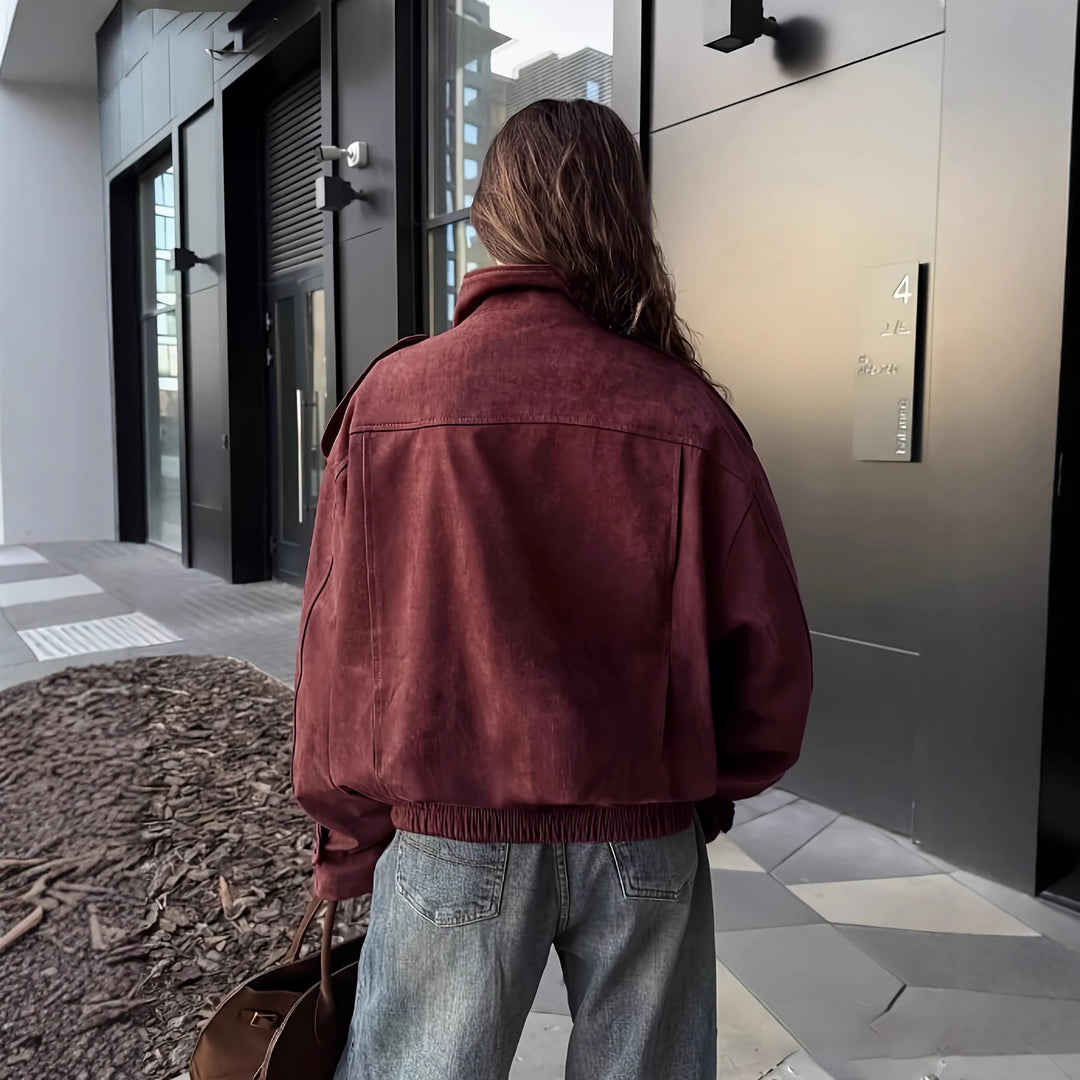 Damen modische Steppjacke mit hohem Kragen und seitlichen Taschen Drune
