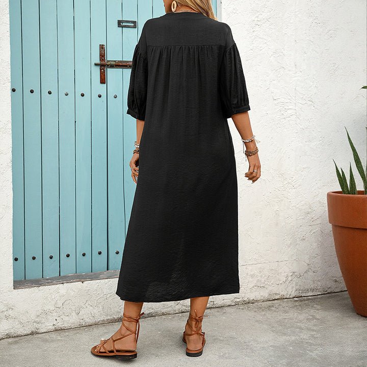 Damen Kleid mit elegantem besticktem Design und knielanger Passform Drune