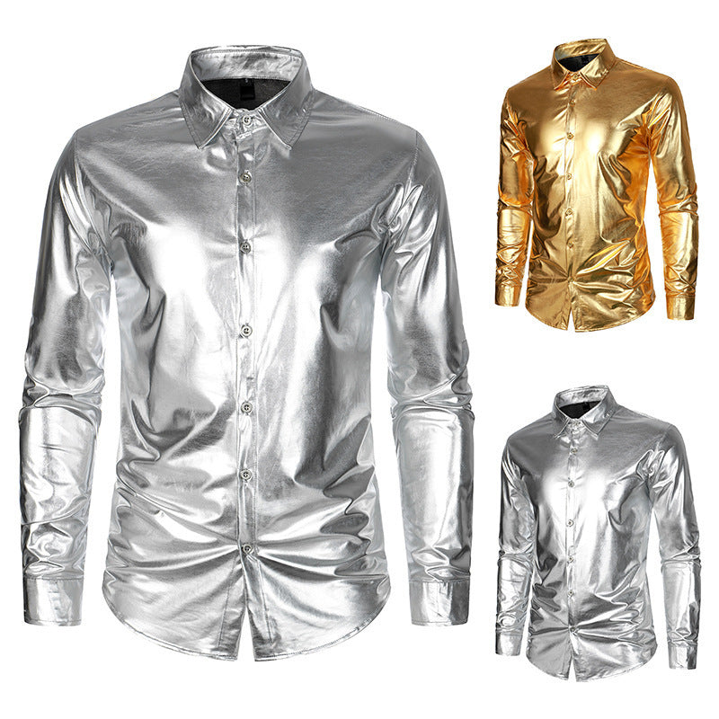 Herren Elegantes und glänzendes Langarmhemd mit innovativer Textur Drune