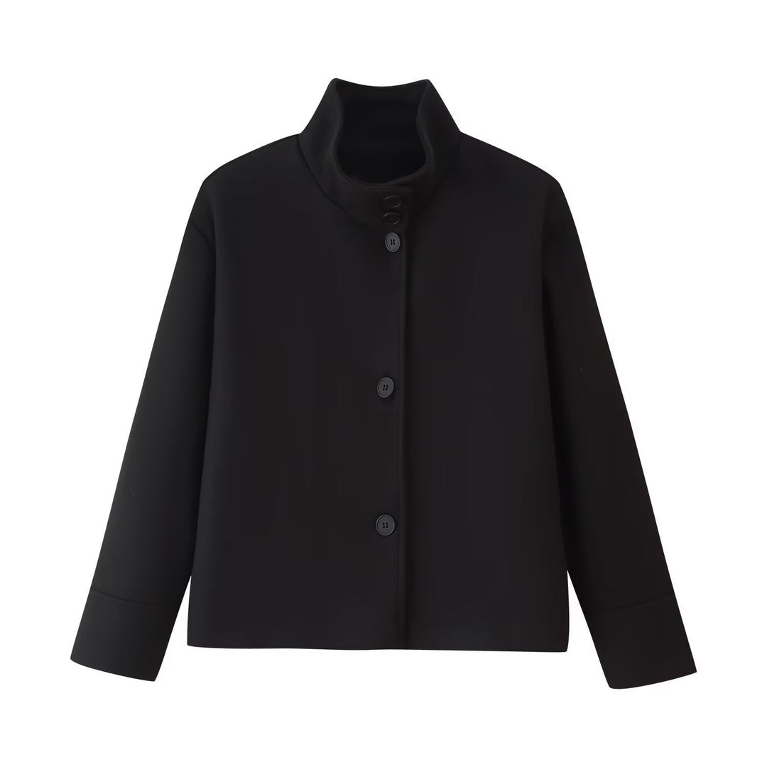 Damen modische Jacke mit hochgeschlossenem Kragen und Knopfdetails Drune