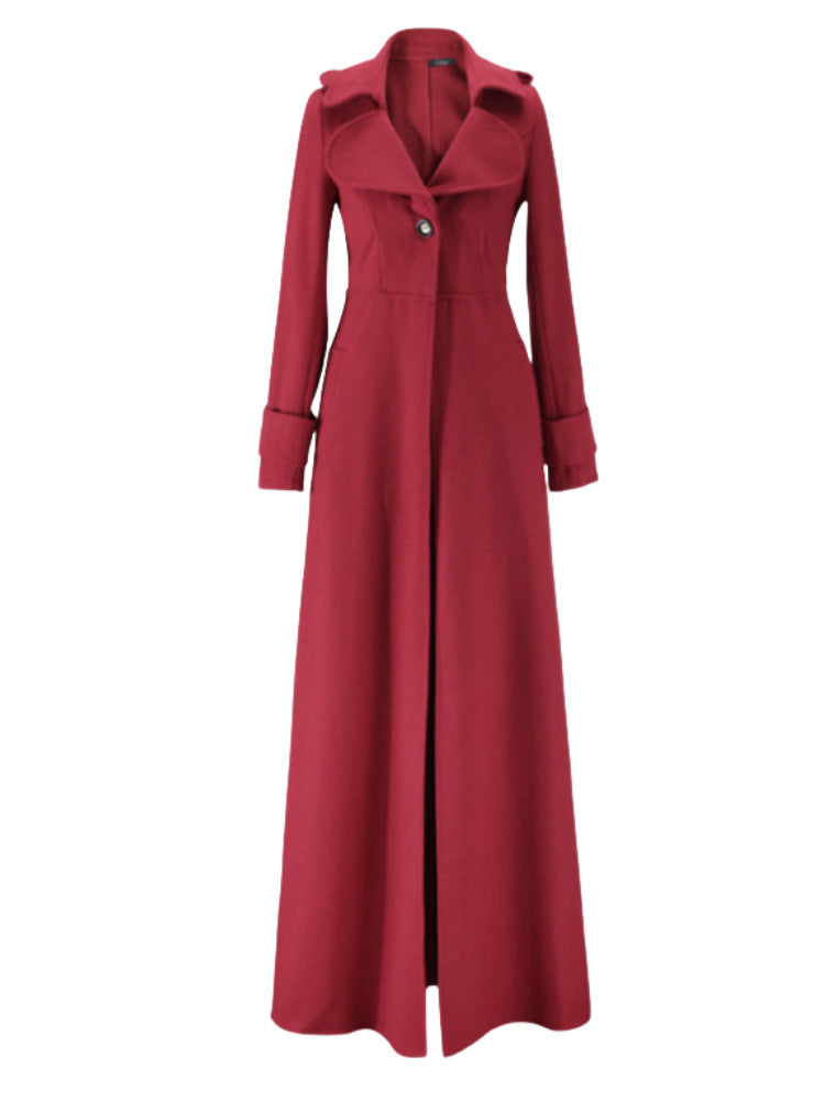 Damen eleganter Trenchcoat mit asymmetrischem Revers und praktischen Taschen Drune
