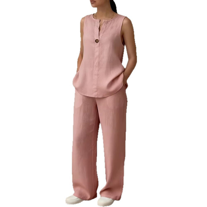 Damen Elegantes und luftiges Ensemble mit Knopfdetail Drune