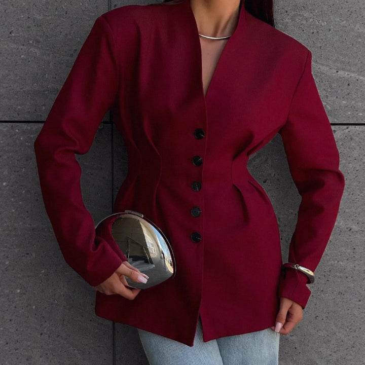 Damen Modischer Blazer mit tailliertem Schnitt und eleganten Knopfdetails Drune