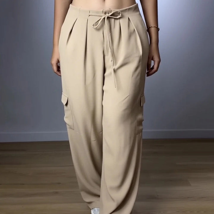 Damen weite Cargo-Hose mit elastischem Bund und praktischen Taschen Drune