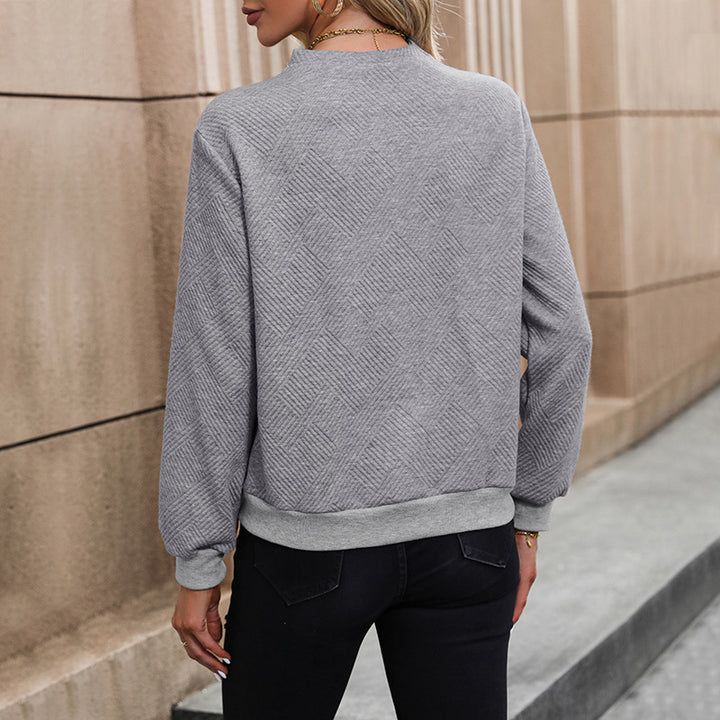 Damen Sweatshirt mit strukturiertem Design und modischen Knopfdetails Drune