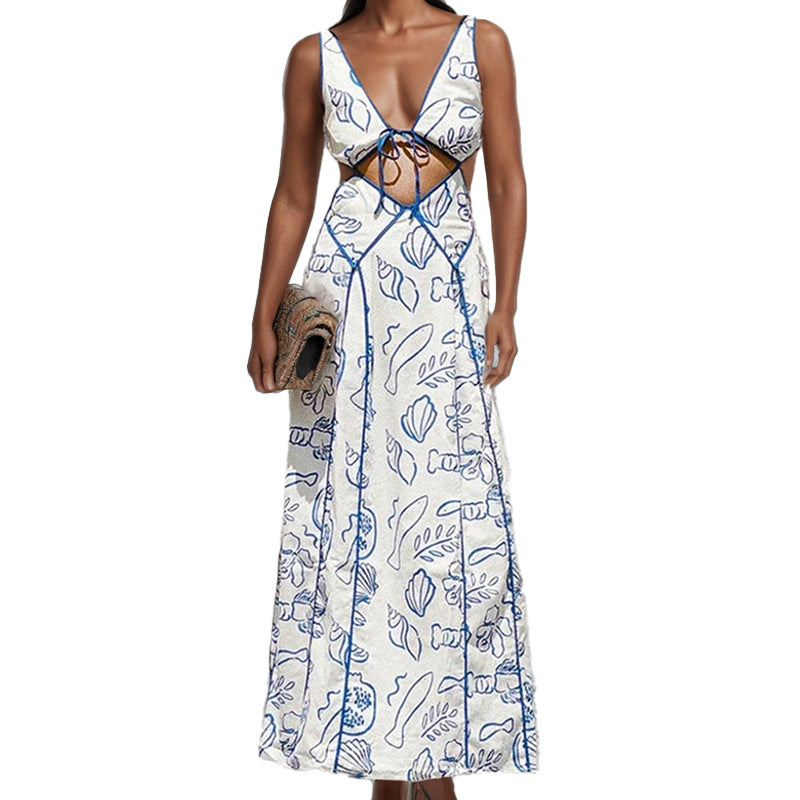 Damen Maxikleid mit raffiniertem Cut-Out-Design und verstellbaren Trägern Drune