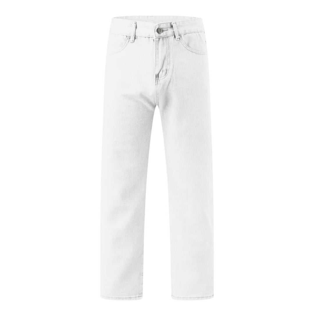 Damen gerade geschnittene Jeanshose mit hohem Bund und klassischen Details Drune