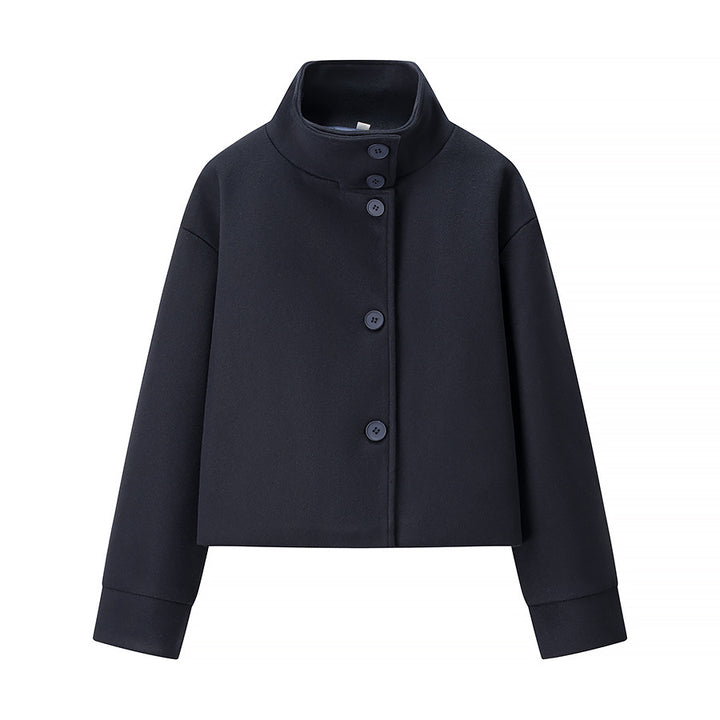 Damen elegante Kurzjacke mit hohem Kragen und dekorativen Knöpfen Drune