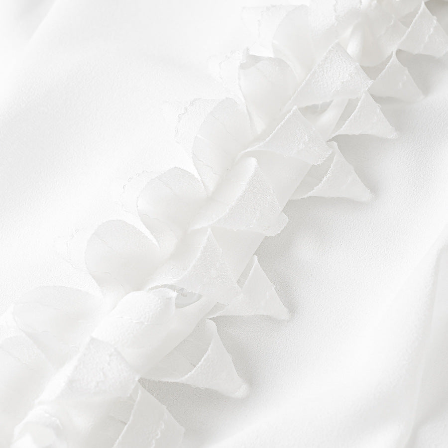 Damen elegante Bluse mit Rüschendetails Drune