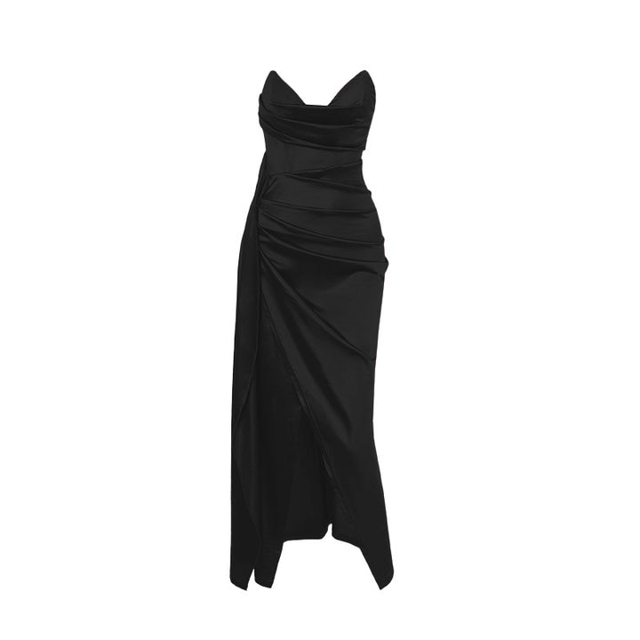 Damen figurbetontes Abendkleid mit asymmetrischem Saum und elegantem Schnitt Drune