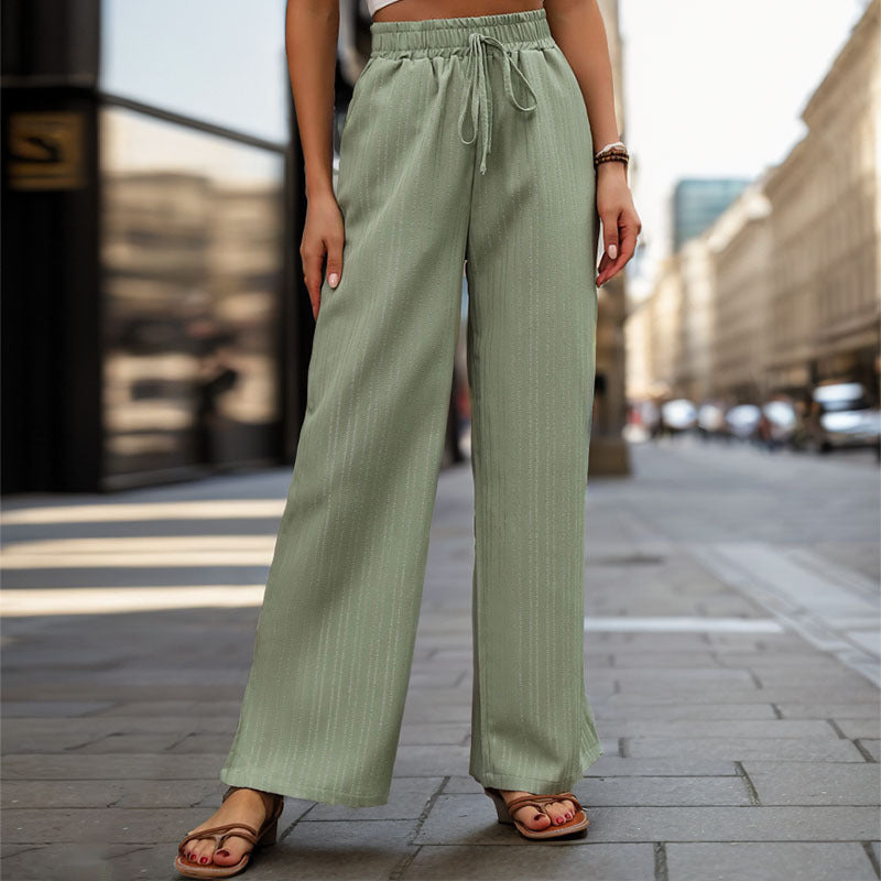 Damen Elegante und bequeme weite Hose mit elastischem Bund und Kordelzug Drune