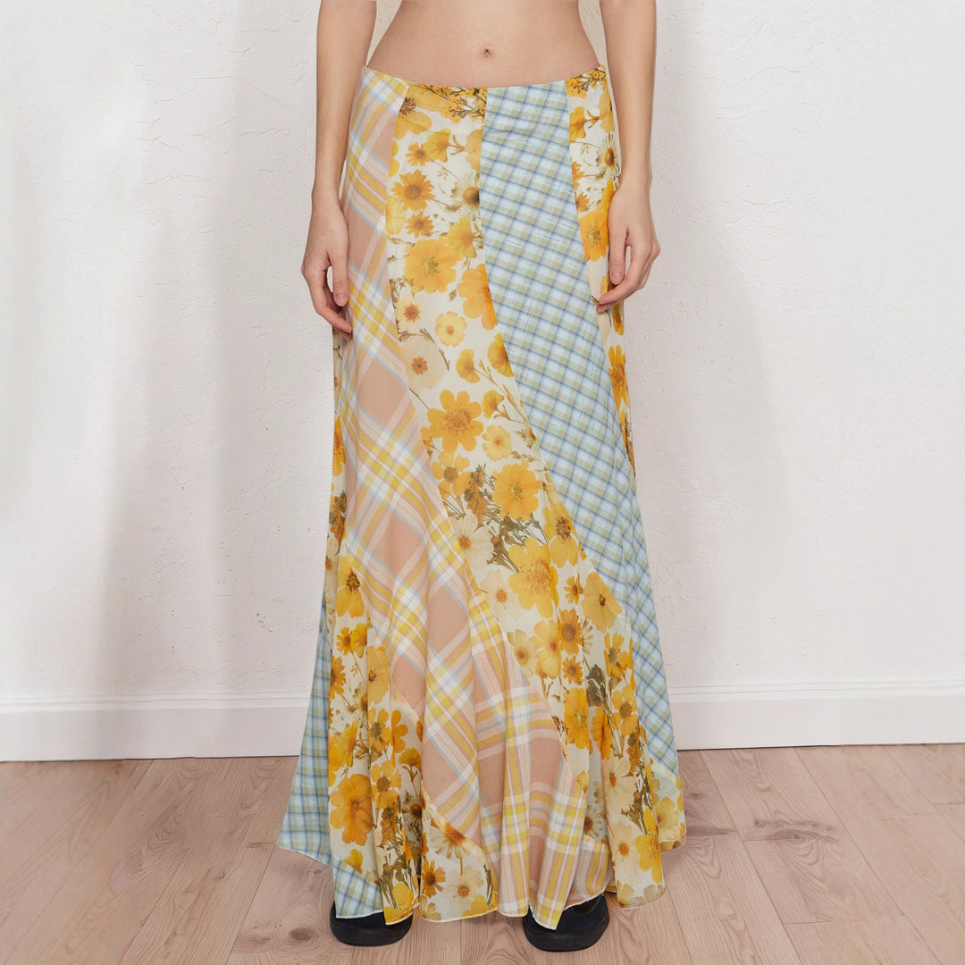 Damen Maxirock mit floralem Design und verspielten Farben Drune