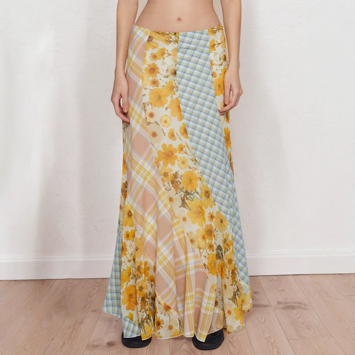 Damen Maxirock mit floralem Design und verspielten Farben Drune