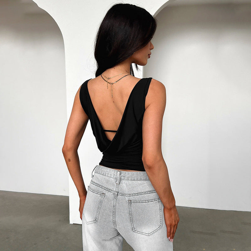 Damen figurbetontes Trägershirt mit elegantem Wickeldesign Drune