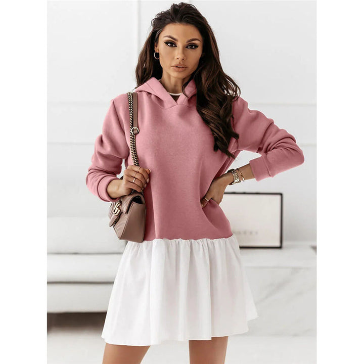 Damen lässiges Sweatkleid mit Kapuze Drune