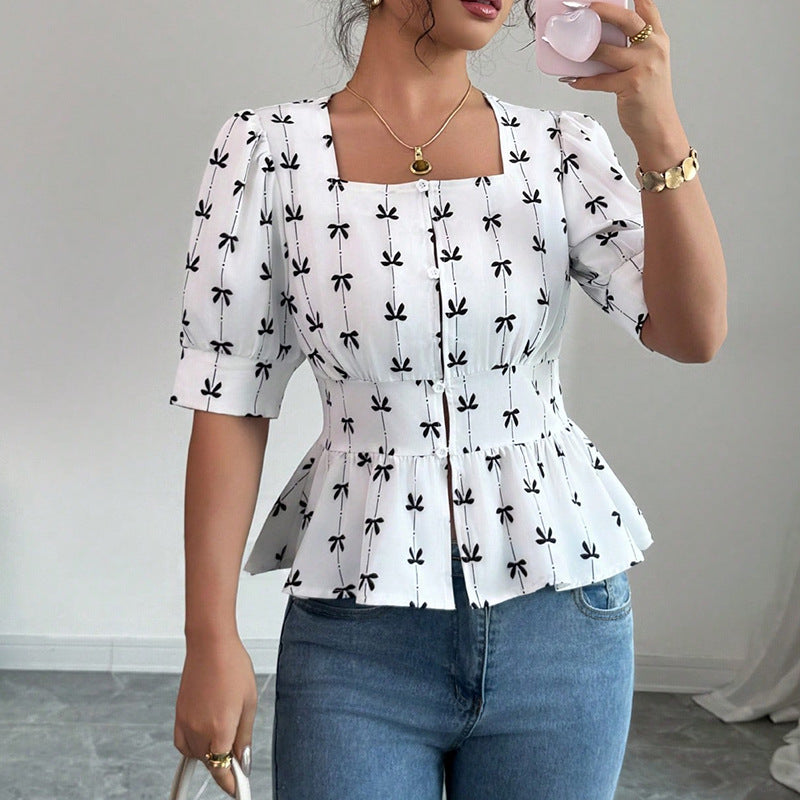 Damen Oberteil mit Puffärmeln und verspieltem Design Drune