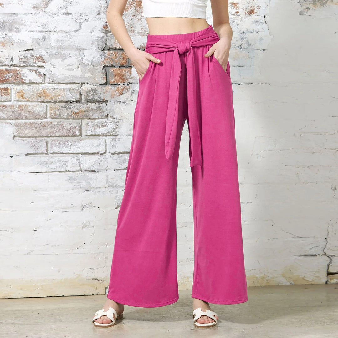 Damen Bequeme und stylische Weite Hose mit Taillengürtel Drune