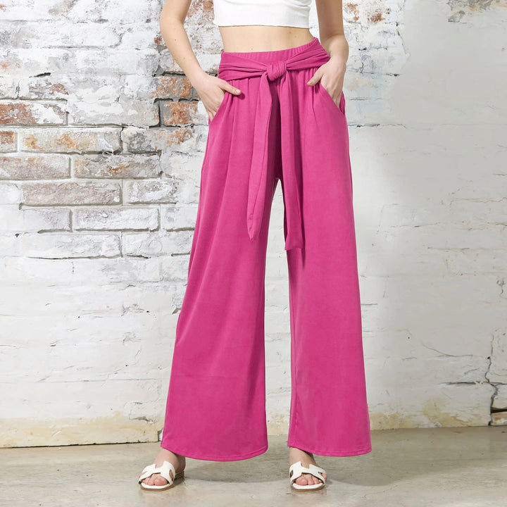 Damen Bequeme und stylische Weite Hose mit Taillengürtel Drune