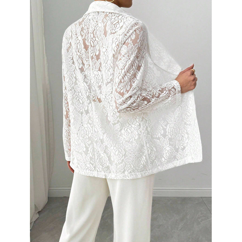Damen Spitzenblazer mit elegantem Schalkragen Drune