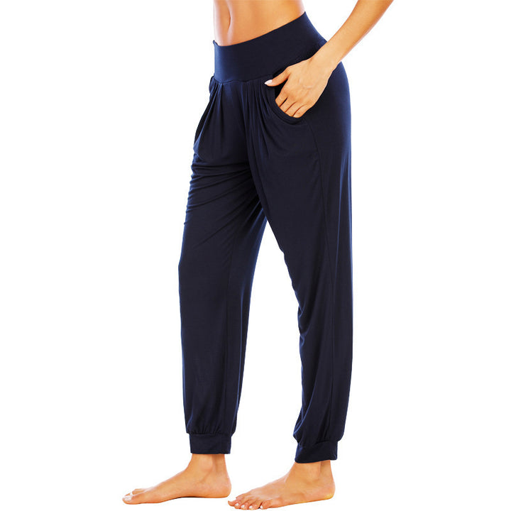Damen Bequeme Freizeithose mit hohem Bund und Seitentaschen Drune