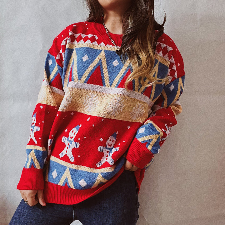 Damen Festlicher Winterpullover mit lebhaftem Weihnachtsdesign Drune