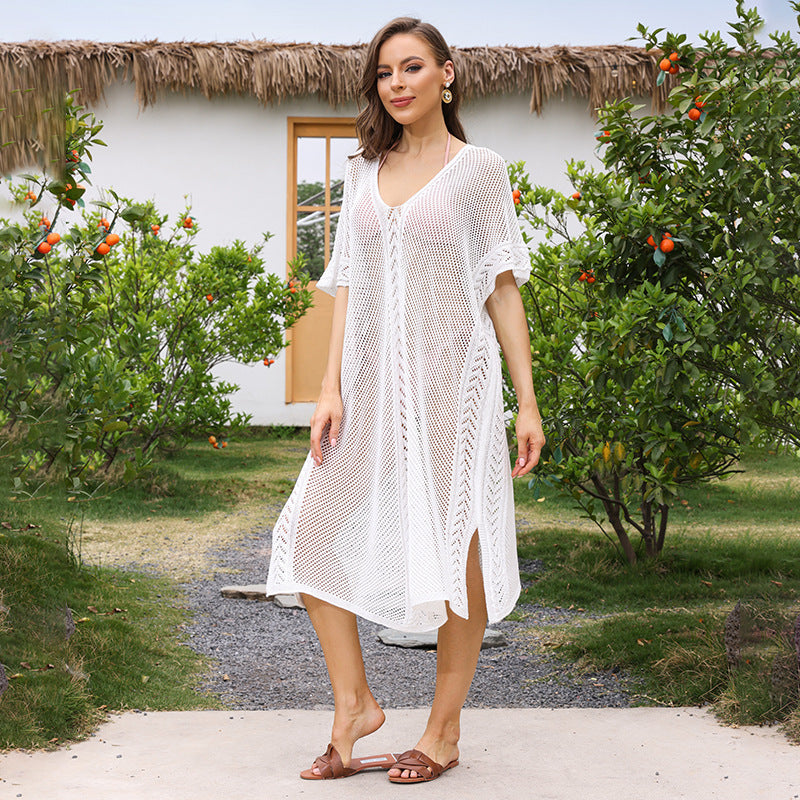 Damen eleganter durchsichtiger Häkel-Strandüberwurf Drune