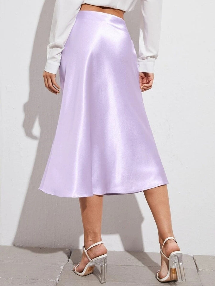 Damen Midi-Rock aus glänzendem Satin mit geschnittenem Saum Drune
