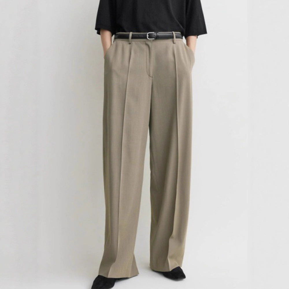 Damen elegante Hochbundhose mit weitem Bein und stilvollem Flächenfinish Drune