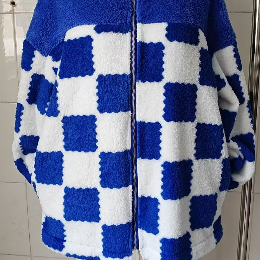 Damen gestepptes Fleece-Jacke im Karomuster Drune