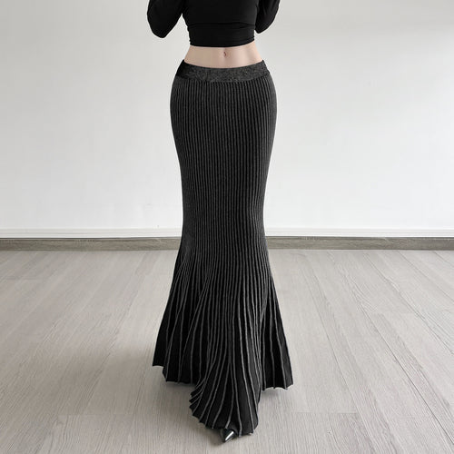 Damen Maxirock mit eleganter Rippenstruktur und modischem Glockenlauf Drune