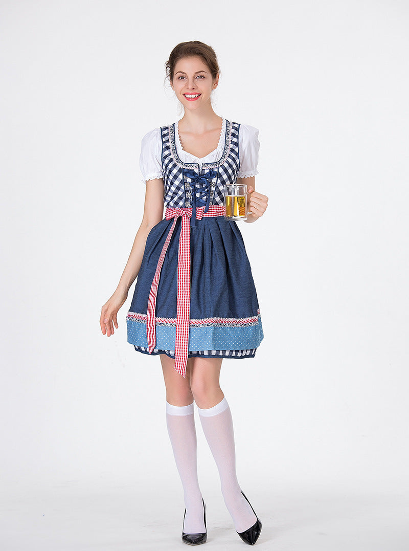 Damen nan traditionelles Dirndl mit Schnürcorsage, knielangem Tellerrock und Schürze Drune