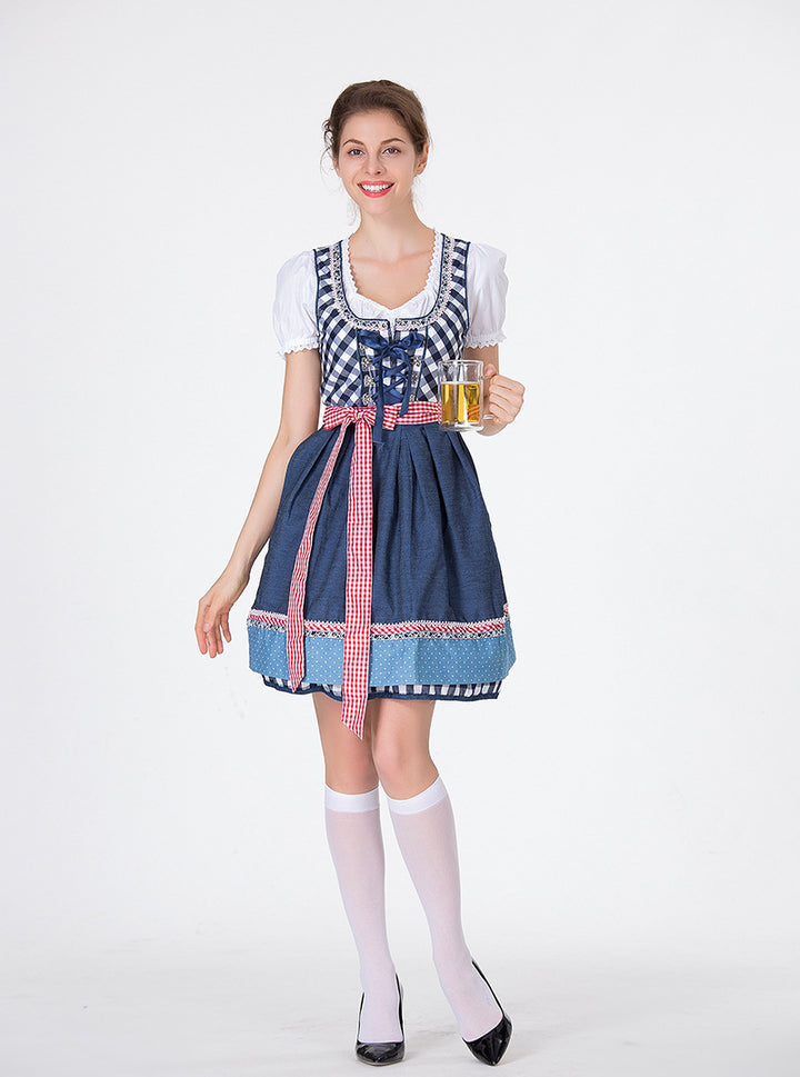 Damen nan traditionelles Dirndl mit Schnürcorsage, knielangem Tellerrock und Schürze Drune