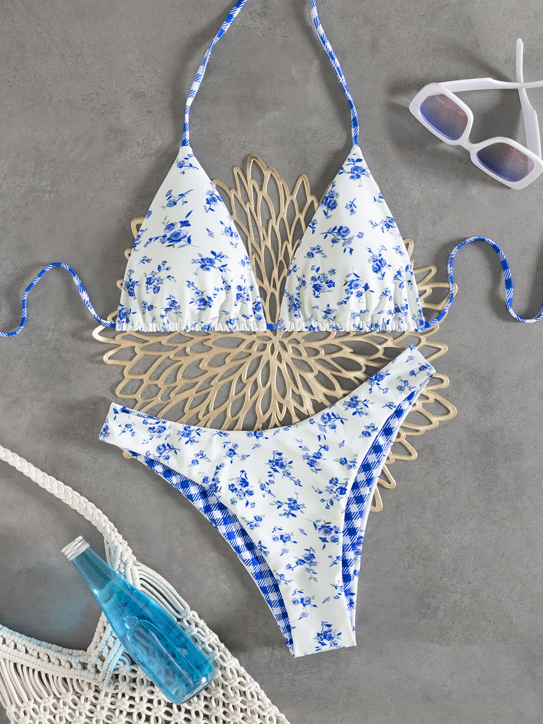 Damen Blumenmuster Bikini Drune