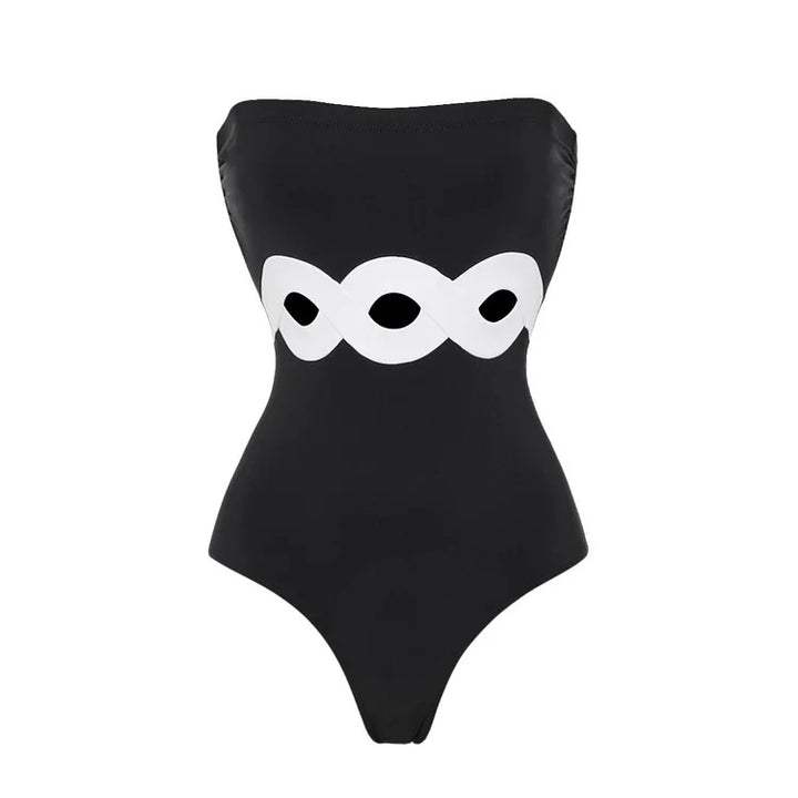 Damen Bandeau-Badeanzug mit elegantem Wickelrock Drune