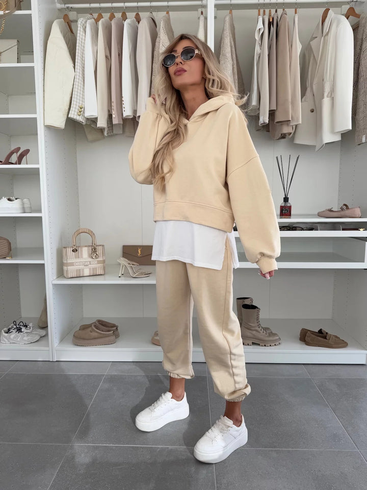 Damen lässiger Oversized Hoodie mit elastischem Bund und weiten Jogginghose Set Drune