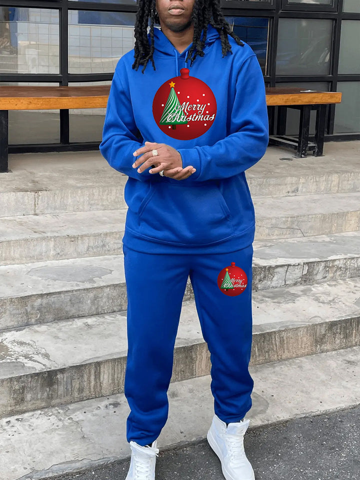 Damen lässiges Kapuzenpullover und Jogginghose Set mit festlichem Weihnachtsmotiv Drune